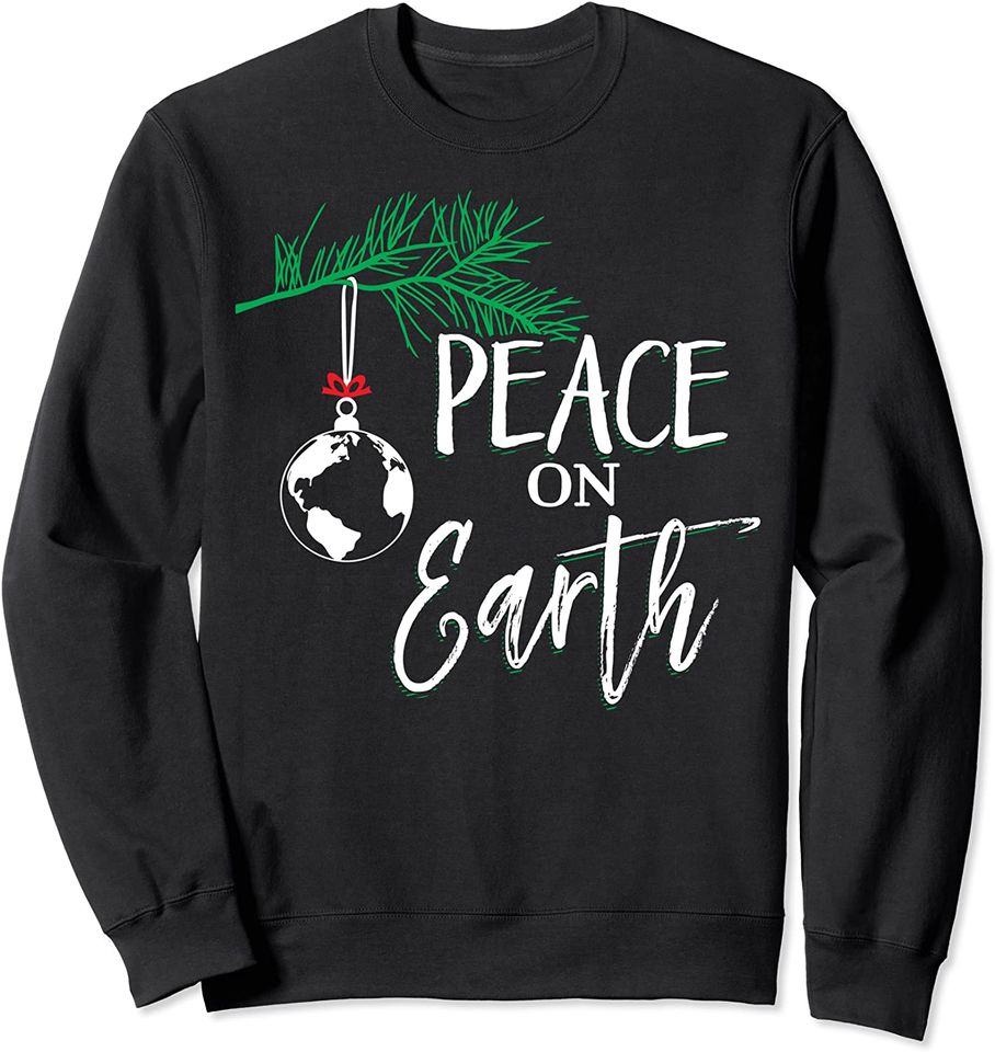 Funny Christmas Tree Lights Ugly Sweater Peace On Earth Sweatshirt