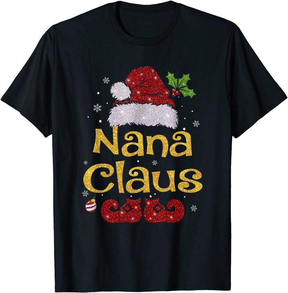 Nana Claus Shirt Christmas Pajama Family Matching Xmas T-Shirt