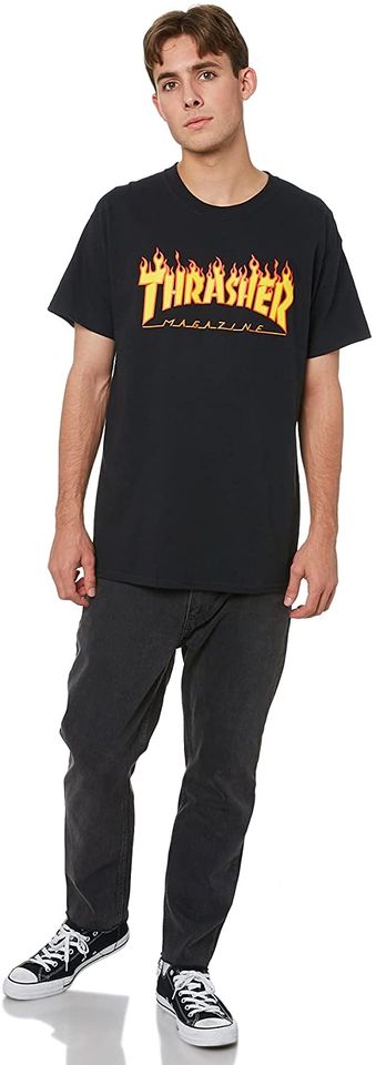 Black and yellow T shirts Thrasher