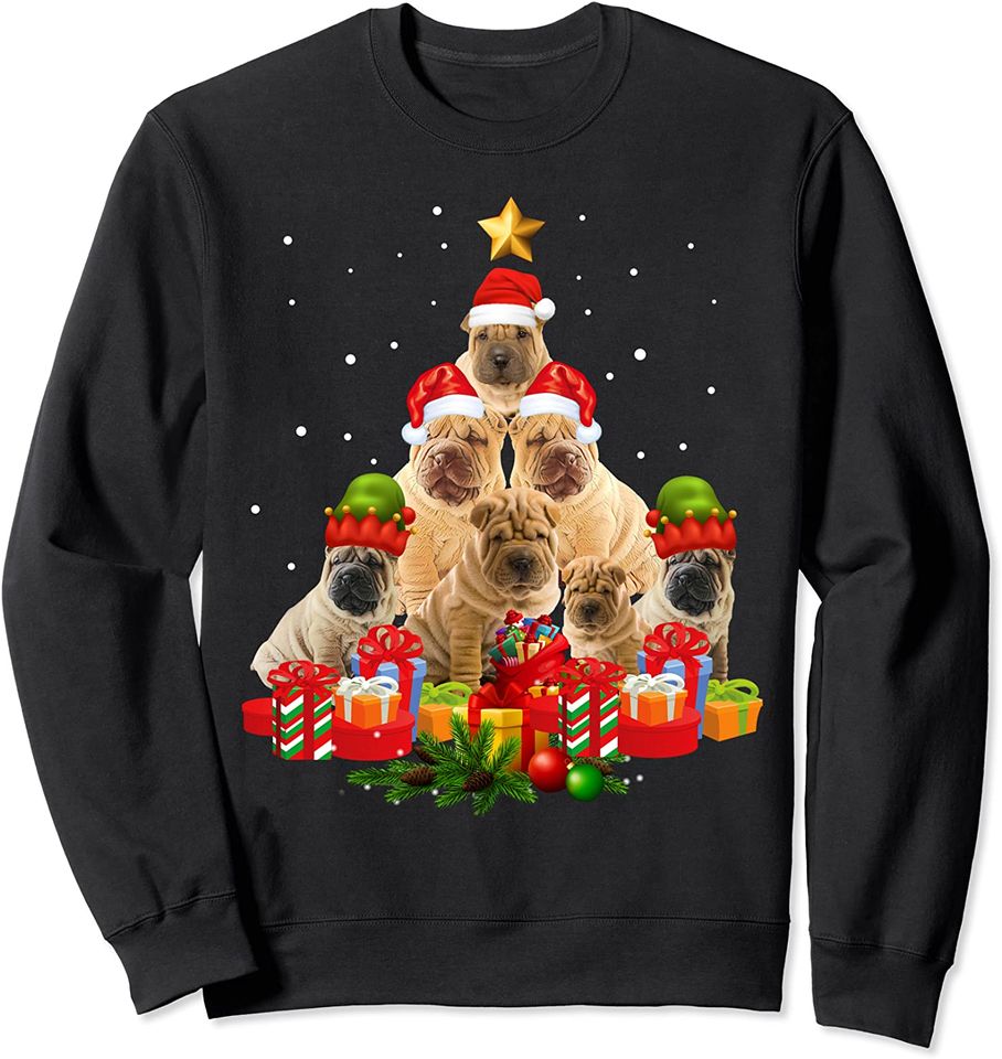 Shar Pei Dog Christmas Tree Sweatshirt