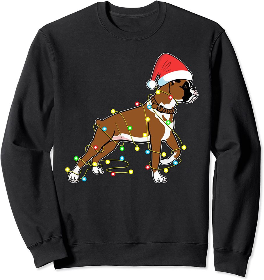 Christmas Lights Boxer Dog Lover Funny Gift Sweatshirt