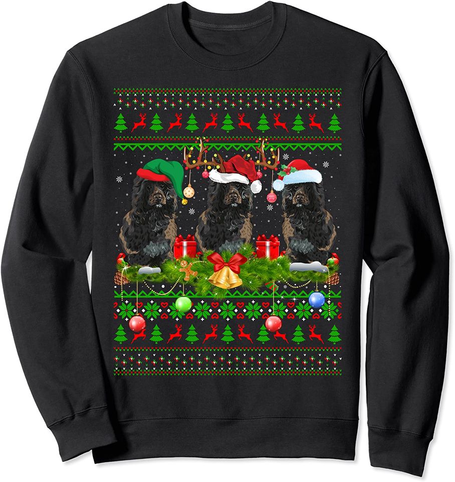 Xmas Lighting Santa Ugly Portuguese Water Dog Christmas Sweatshirt