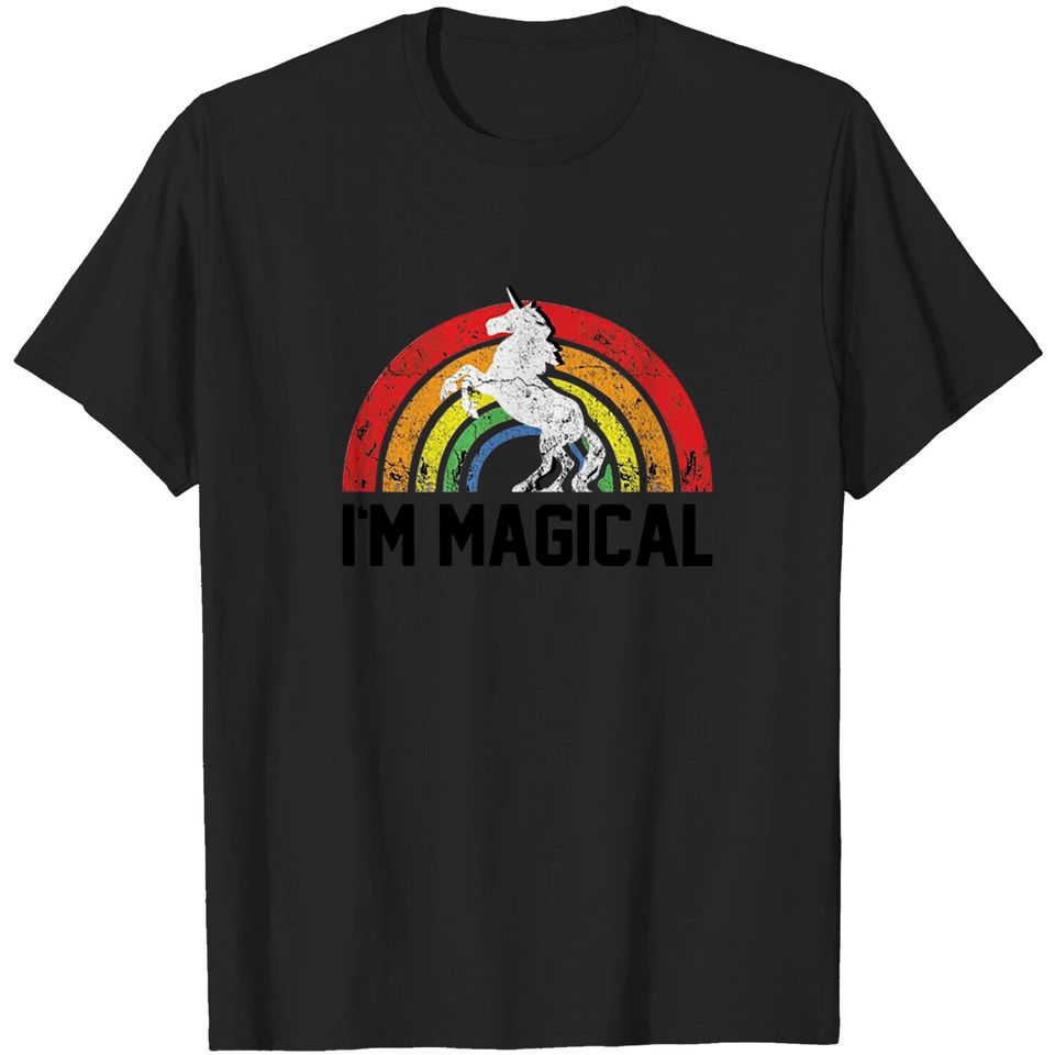 Men's I'm Magical Rainbow Unicorn Tri Blend Tshirt Heather Grey