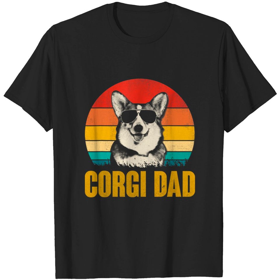 Best Corgi Dad Ever Vintage Sunset Dog T-Shirt
