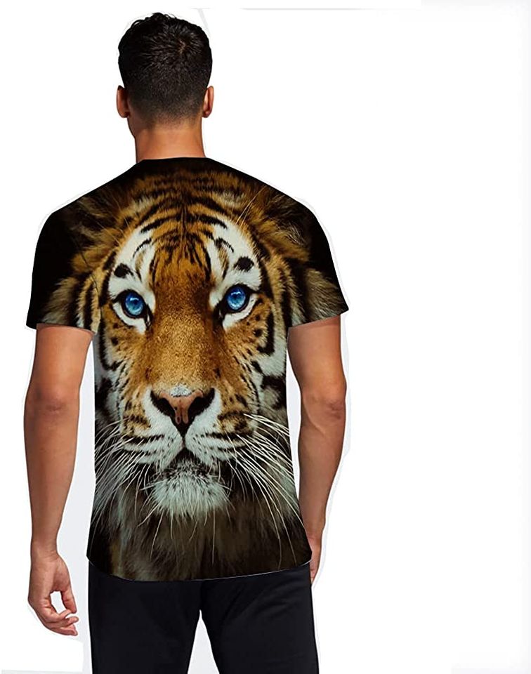 3D Print Tiger T Shirt, Novelty Short Sleeve Funny Graphic T Shirts for Couples