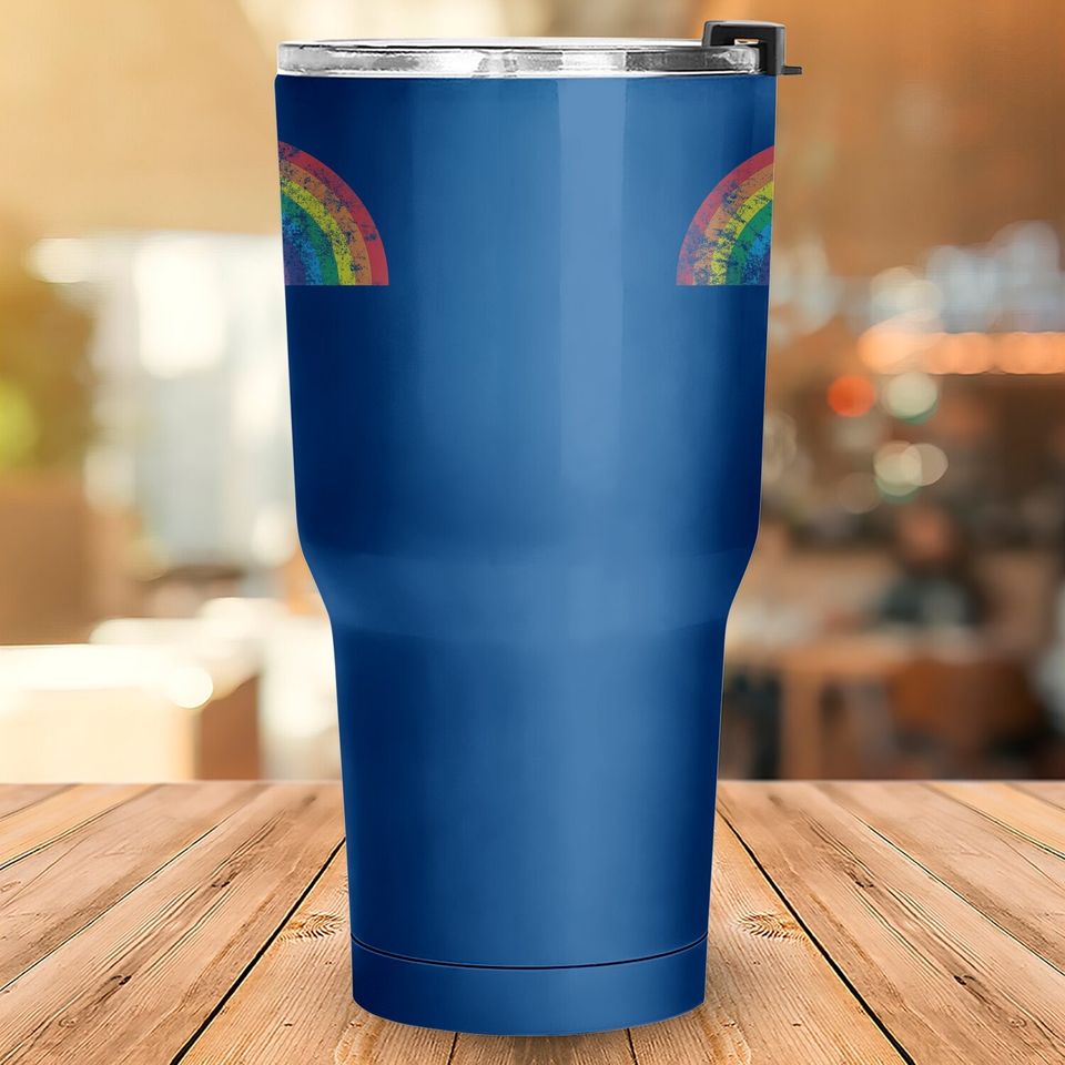 Rainbow Tumbler 30 Oz Gay Pride 1970's 1980's Retro Tumbler 30 Oz