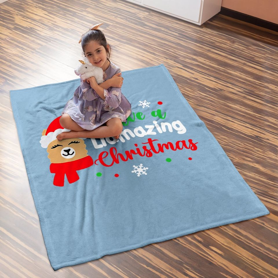 Have A Llamazing Christmas Santa Hat Baby Blankets