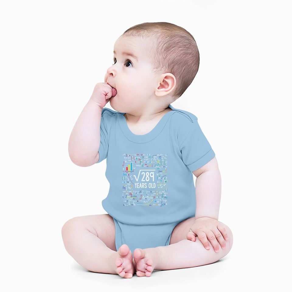 Square Root Of 289 17th Birthday 17 Year Old Gifts Math Bday Baby Bodysuit