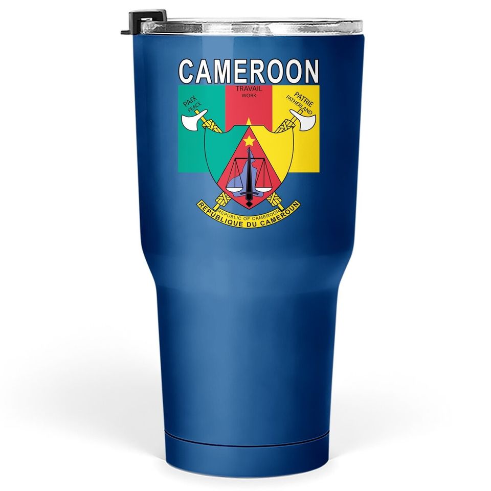 Cameroon Flag And Emblem Design Tumbler 30 Oz