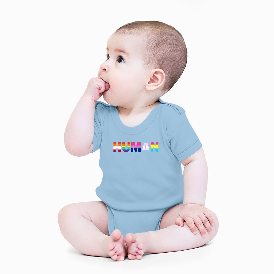 Human Rainbow Flag Lgbt Gay Pride Month Transgender Ally O Neck Baby Bodysuit