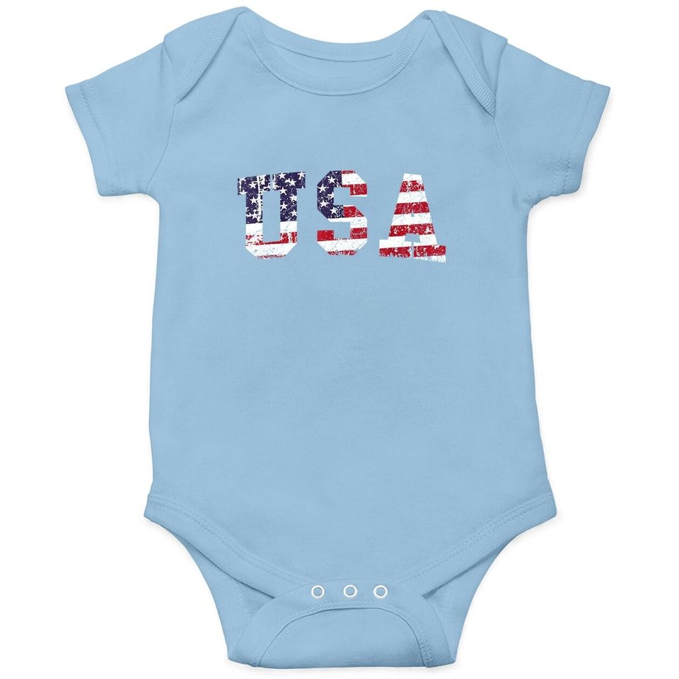 Usa Baby Bodysuit Patriotic 4th Of July Tee American Flag Vintage Baby Bodysuit