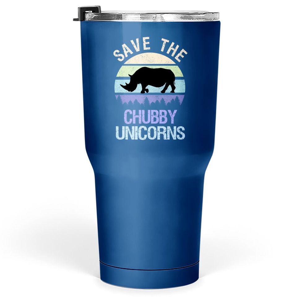 Vintage Sunset Save The Chubby Unicorns Fat Rhino Tumbler 30 Oz