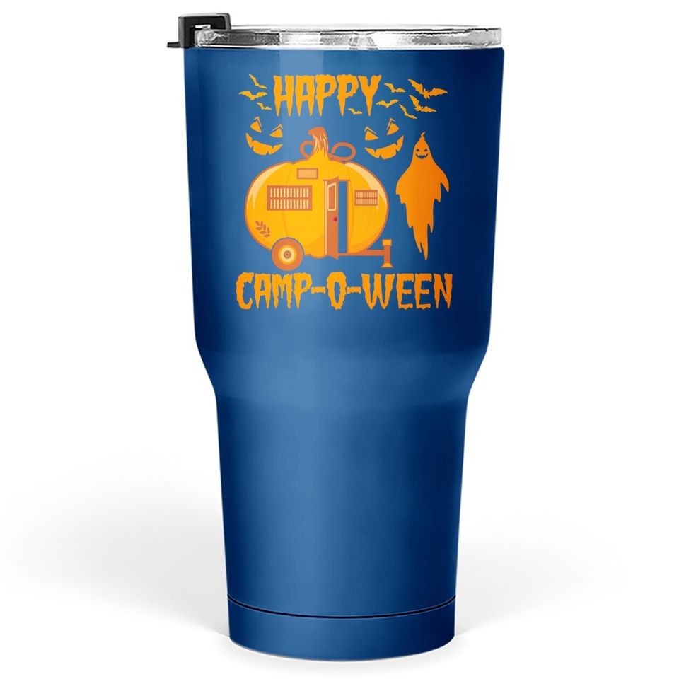 Happy Camp-o-ween Funny Camping Halloween Pumpkin Boo Gift Tumbler 30 Oz