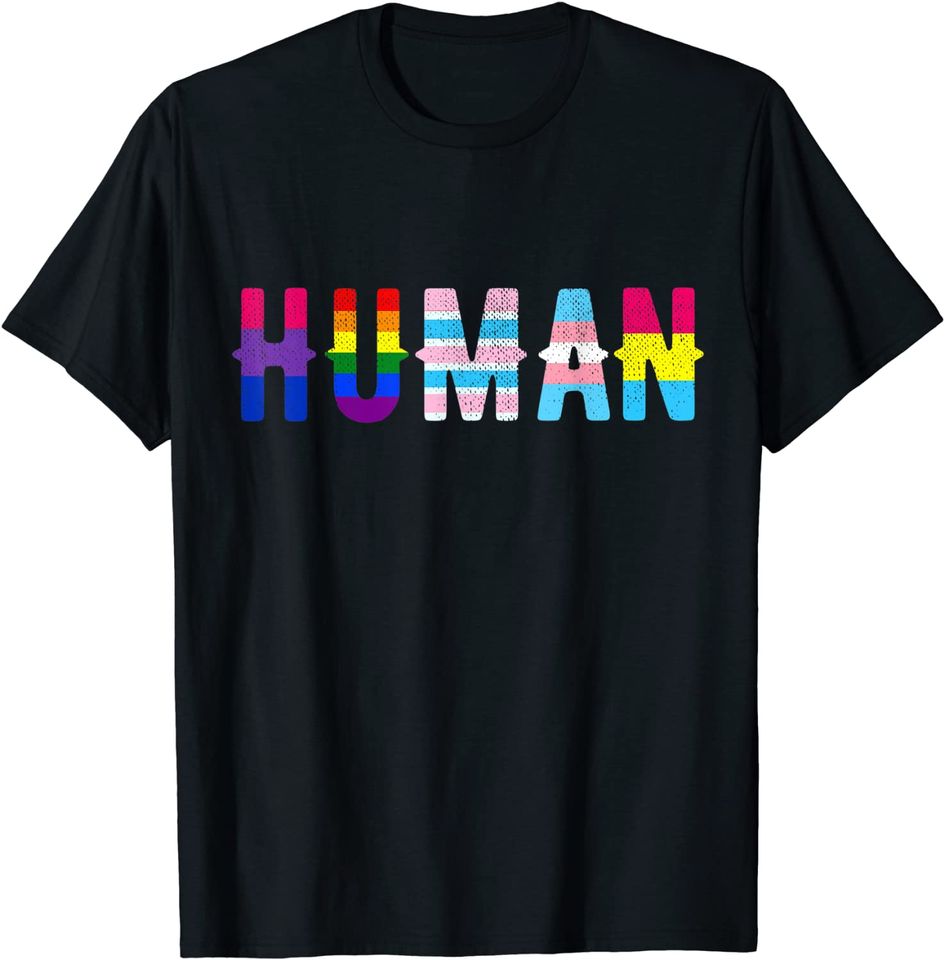 Human Gay Pride Flag, Cute LGBTQ Rainbow Tee for Pride Month T-Shirt