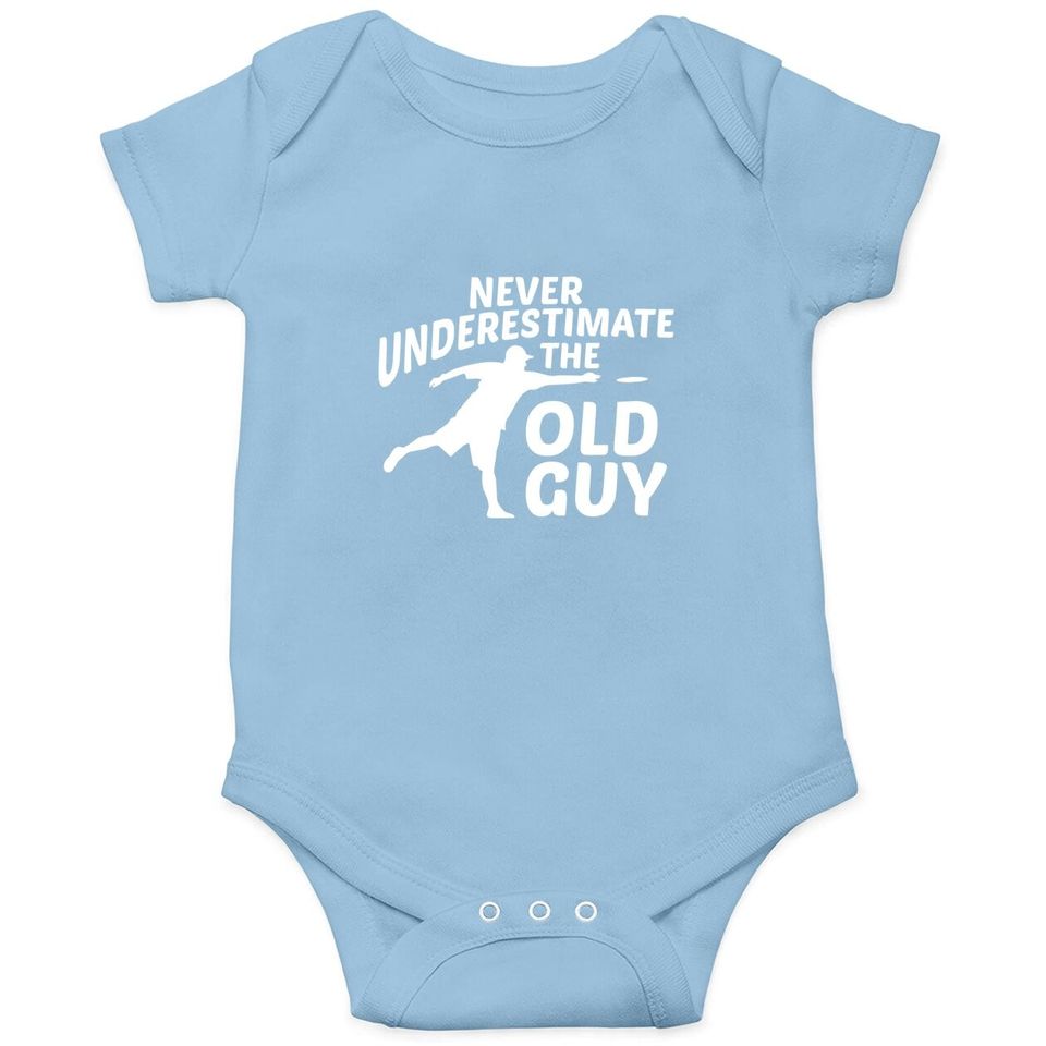 Never Underestimate The Old Guy Funny Disc Golf Designs Baby Bodysuit
