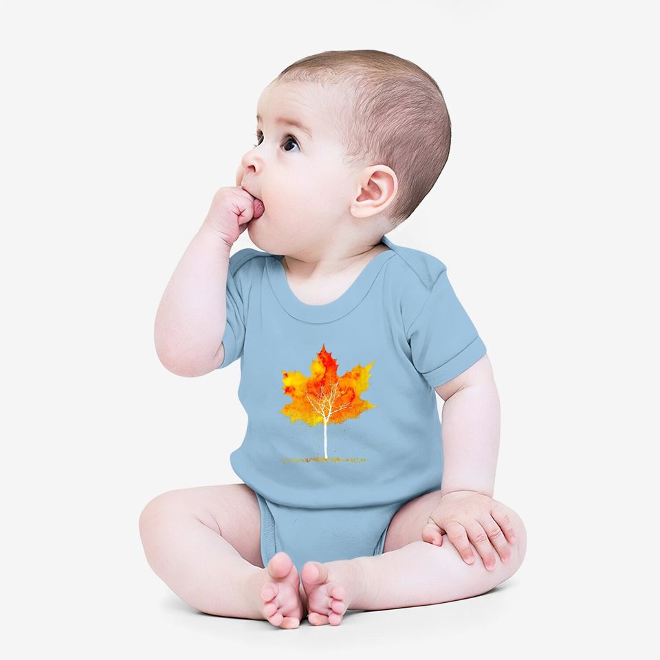 Maple Leaf Autumn Tree Orange Fall Leaves Season Baby Bodysuit