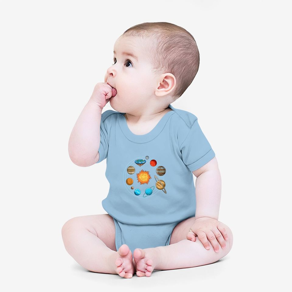 Flat Earth Joke Flat Earthers Solar System Baby Bodysuit