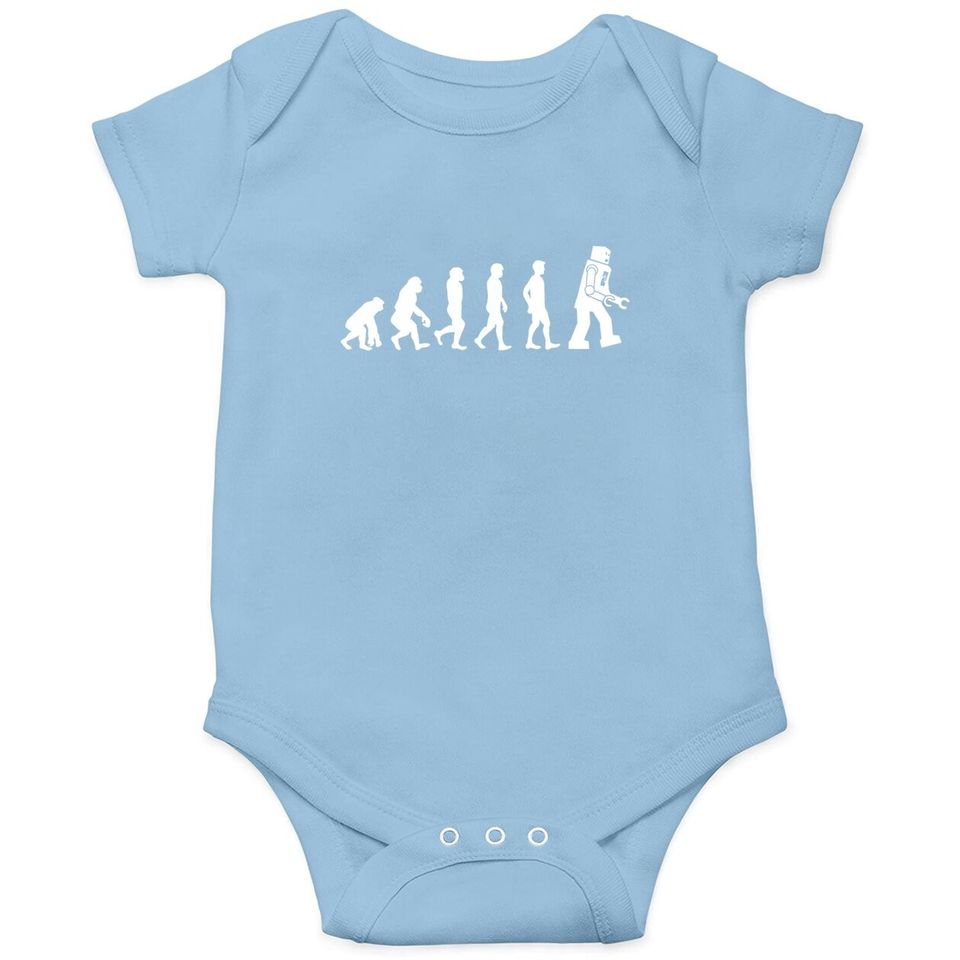 Funny Tees - Ape, Monkey, Man To Robot Evolution Baby Bodysuit