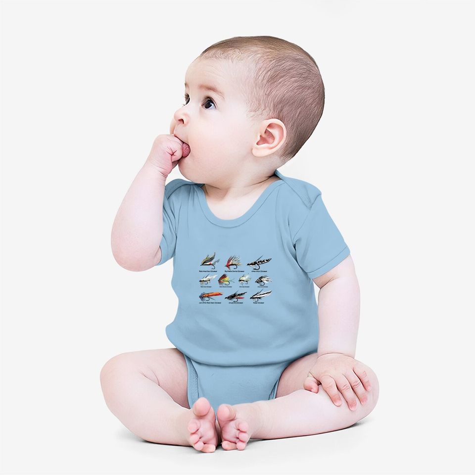 Vintage Fly Fishing Lures In Color Baby Bodysuit Baby Bodysuit