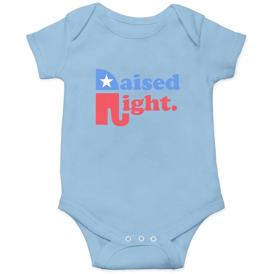 Raised Right Republican Elephant Retro Style Distressed Gift Baby Bodysuit