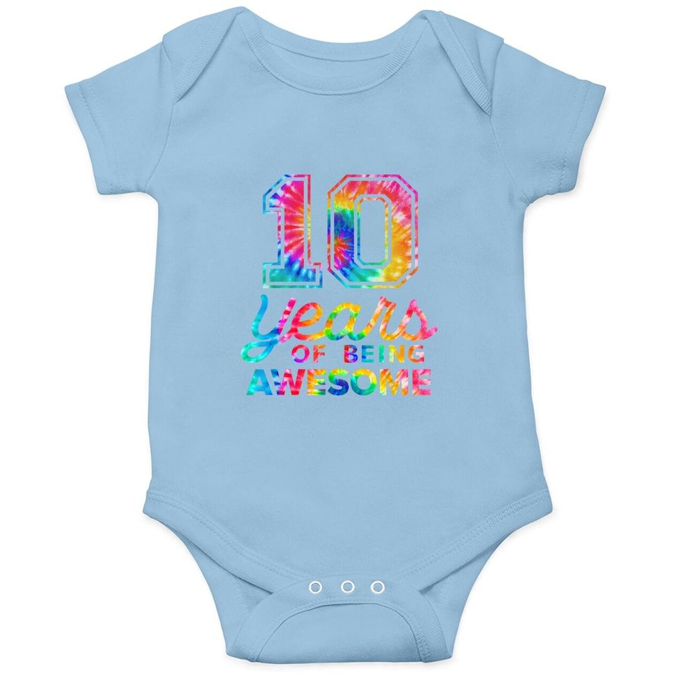 10th Birthday Tie Dye 10 Years Old Awesome Baby Bodysuit