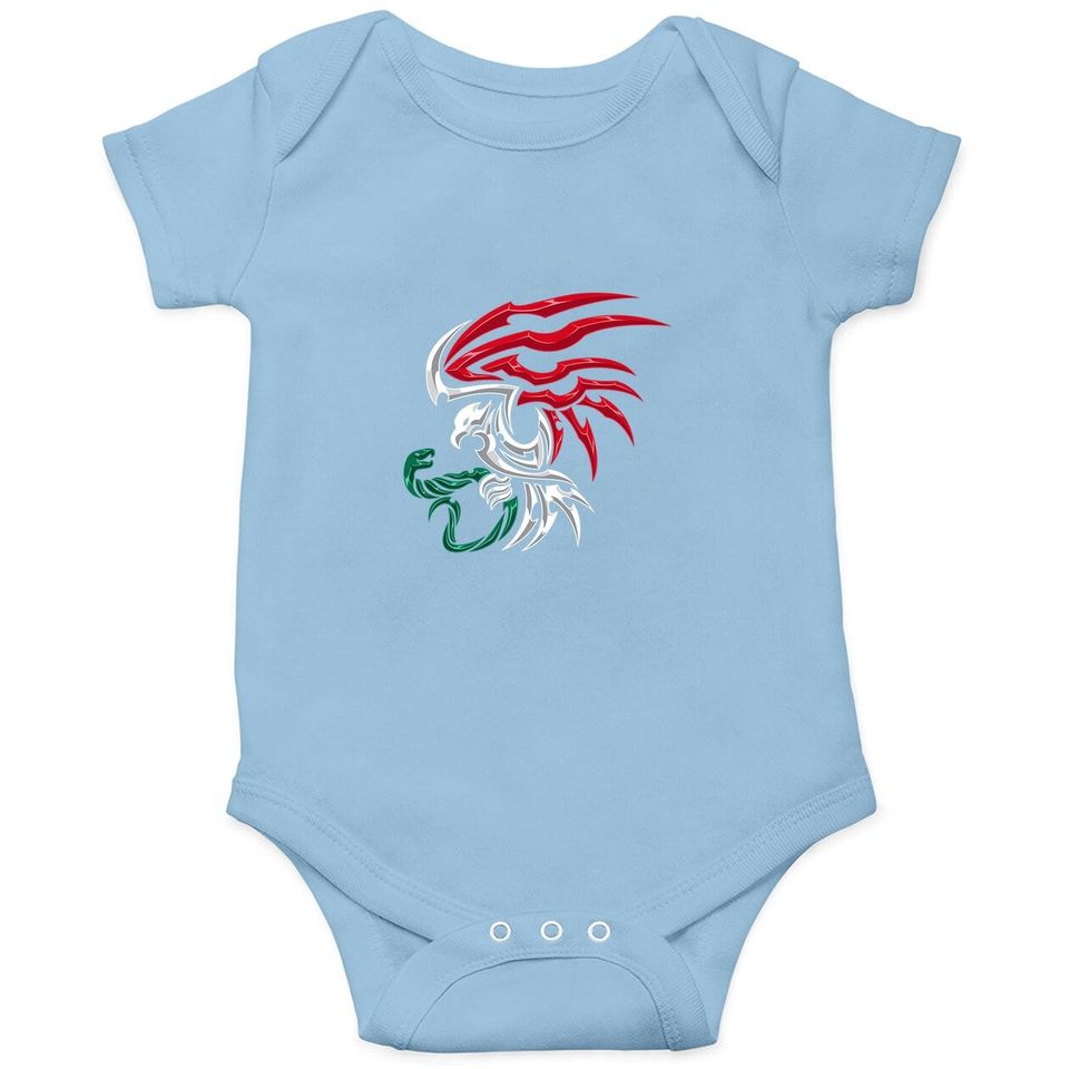 Mexico Flag - Mexican Coat Of Arms Tribal Style Baby Bodysuit