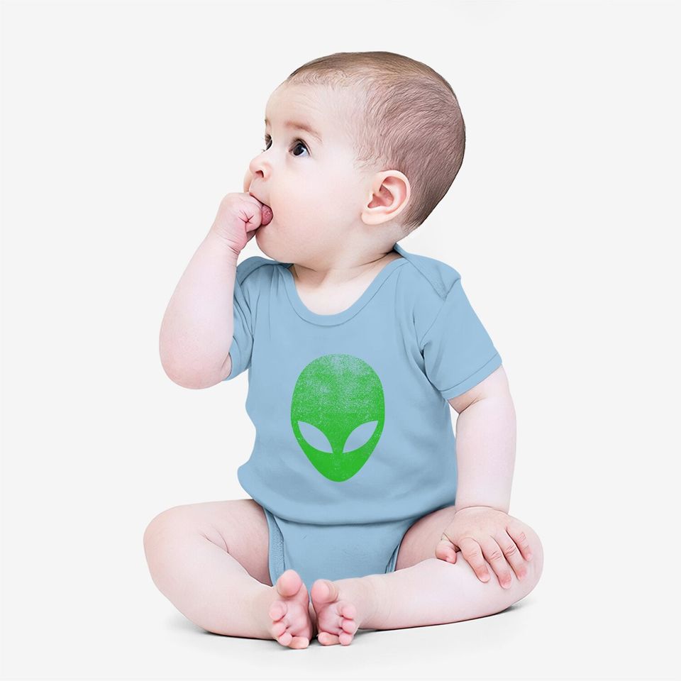Alien Head Distressed Baby Bodysuit I Aliens Ufo Area 51 Roswell Baby Bodysuit