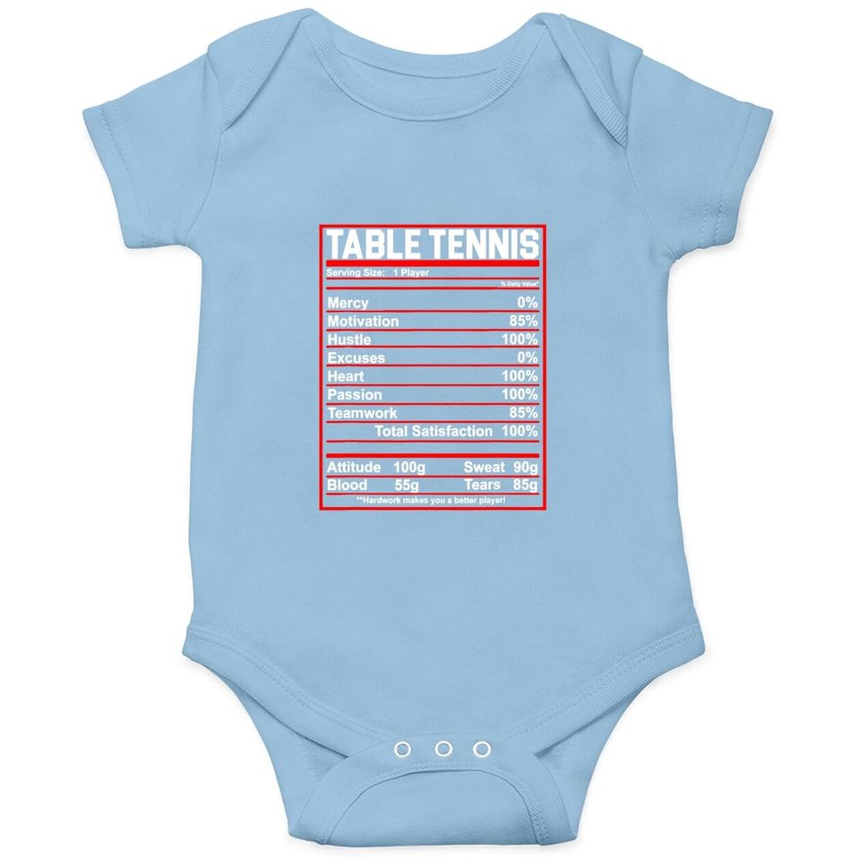 Funny Table Tennis Nutrition Facts Baby Bodysuit