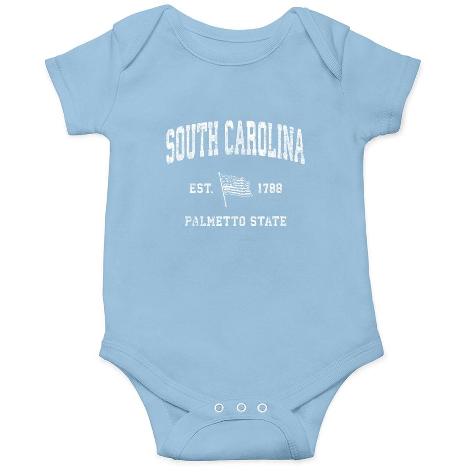 South Carolina Sc Vintage Us Flag Sports Design Baby Bodysuit