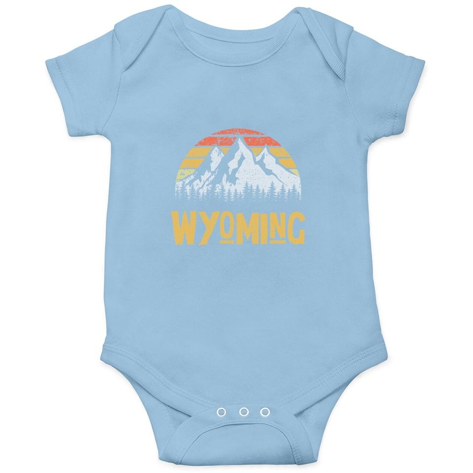 Vintage Retro Wy Wyoming U.s Mountain State Baby Bodysuit