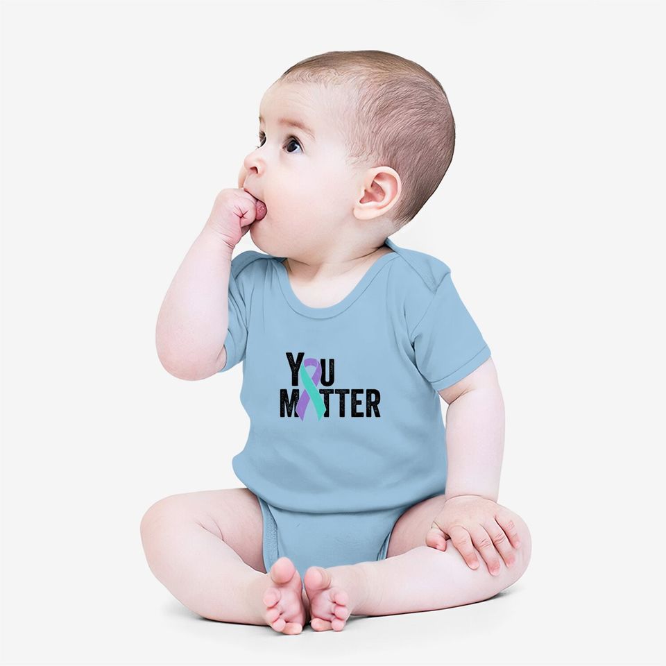 You Matter - Suicide Prevention Teal Purple Awareness Ribbon Baby Bodysuit