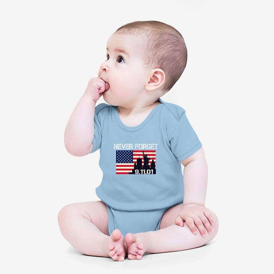 Vintage Never Forget Patriotic 911 Baby Bodysuit