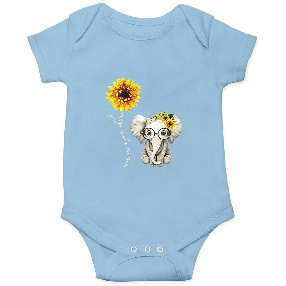 You Are My Sunshine Hippie Sunflower Elephant Baby Bodysuit