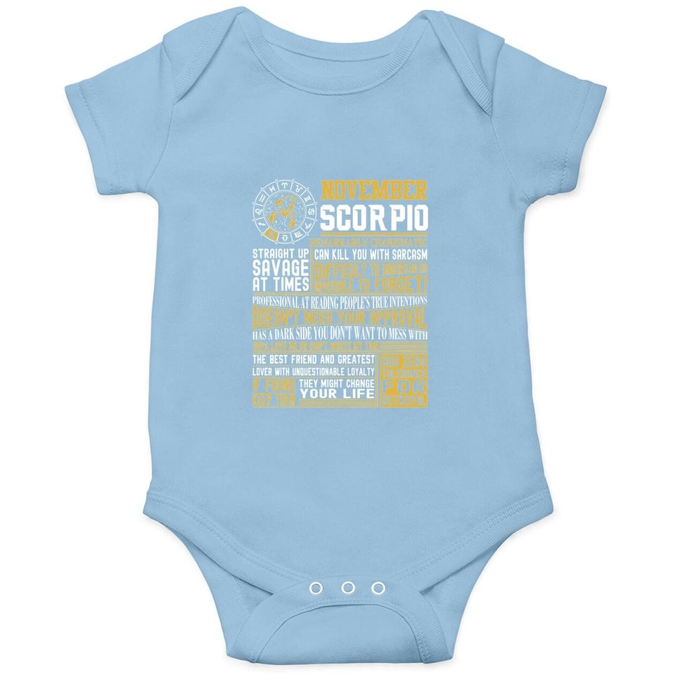 Best Born In November Scorpio Facts Baby Bodysuit