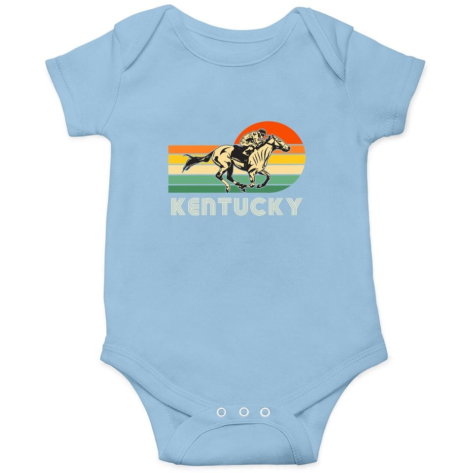 Kentucky Vintage Retro Sunset Horse Racing Derby Baby Bodysuit