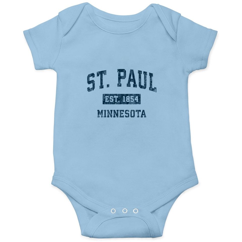 St. Paul Minnesota Mn Vintage Sports Design Navy Print Baby Bodysuit