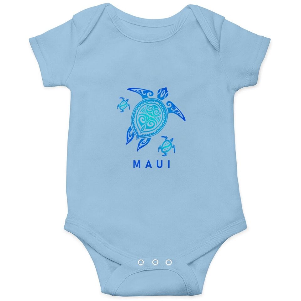 Maui Hawaii Sea Blue Tribal Turtle Baby Bodysuit