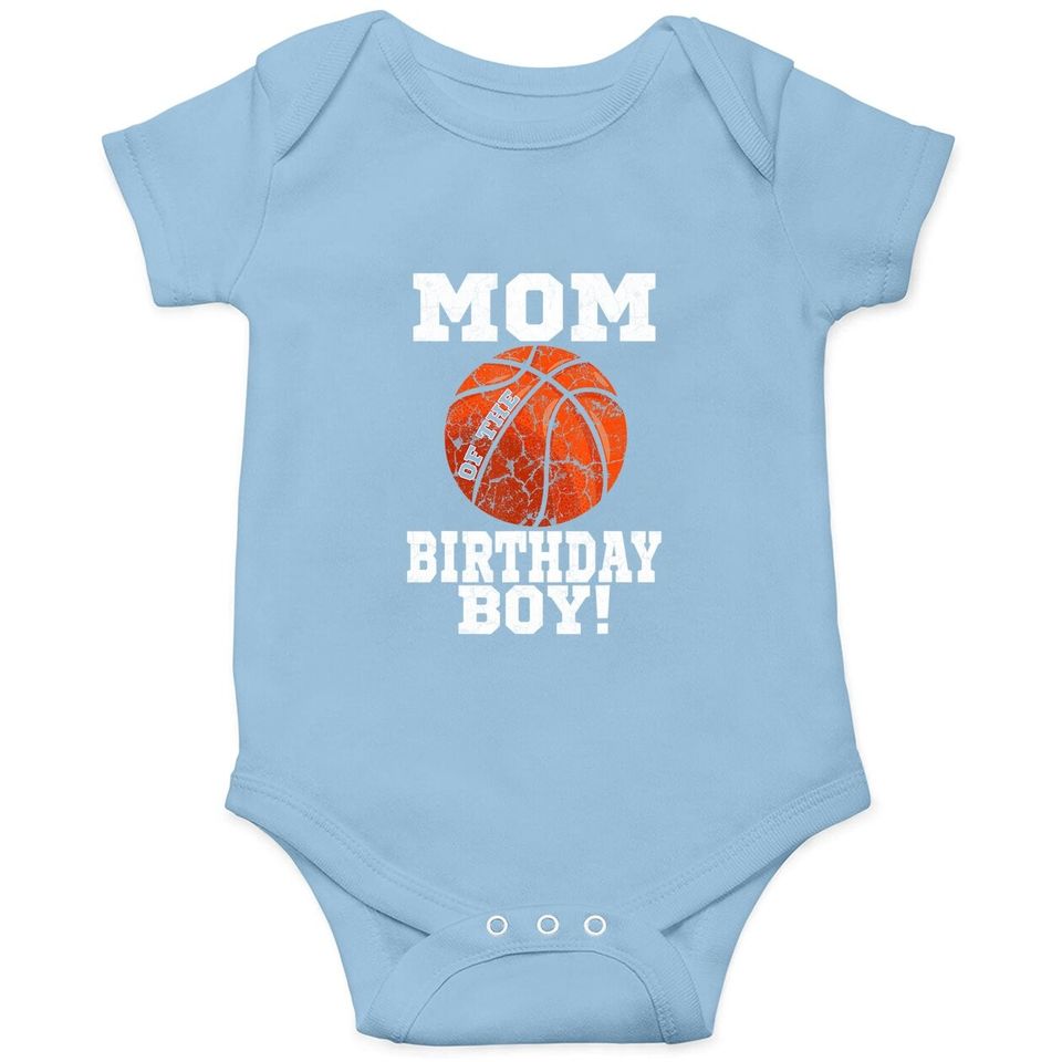 Mom Of The Birthday Boy Basketball Vintage Baby Bodysuit