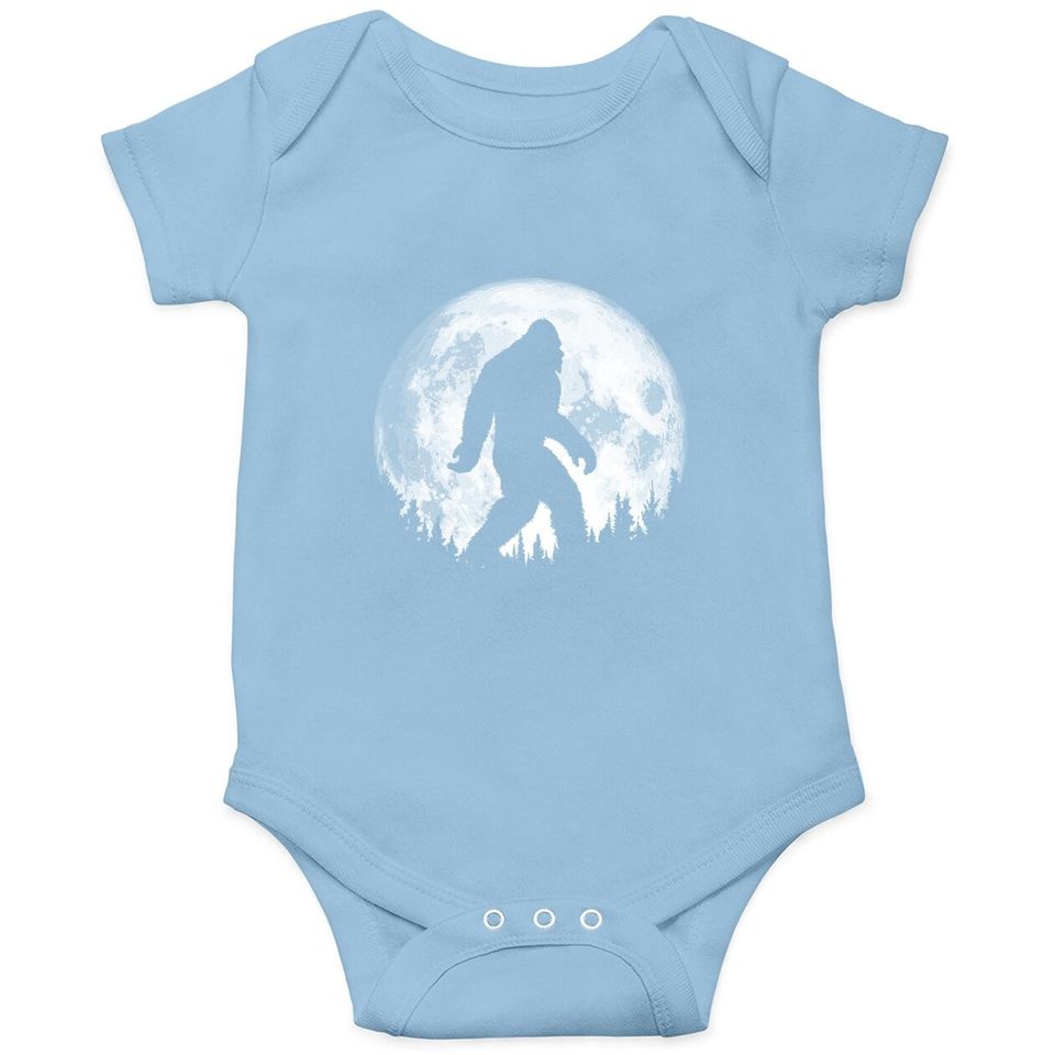 Bigfoot Night Stroll! Cool Full Moon Trees Sasquatch Baby Bodysuit