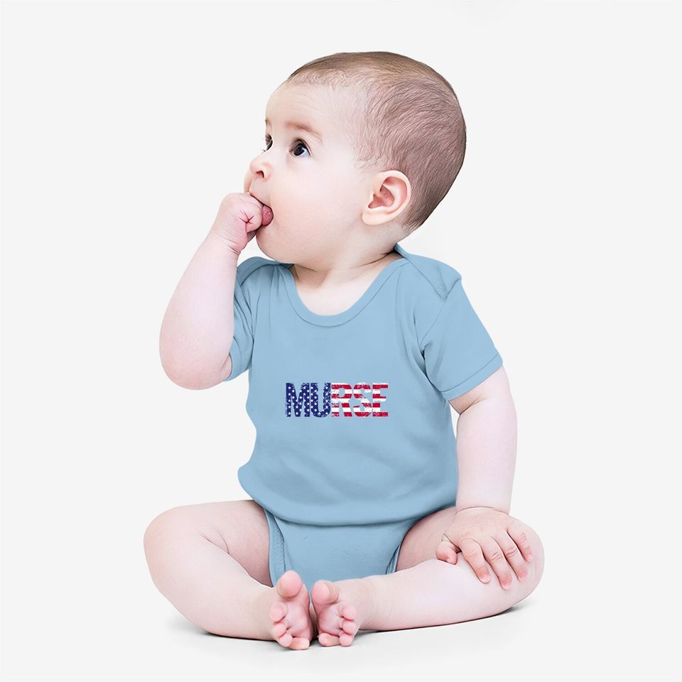 Murse Male Nurse Usa American Flag Patriotic Rn Gift Baby Bodysuit