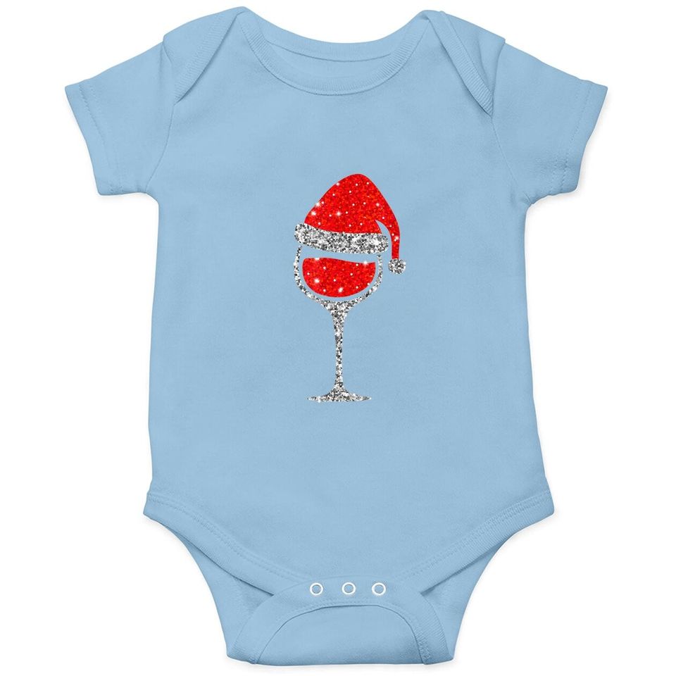 Christmas Wine Glass With Santa Hat Red Wine Baby Bodysuit