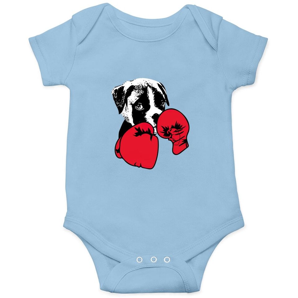 Dog With Boxing Red Gloves Baby Bodysuit