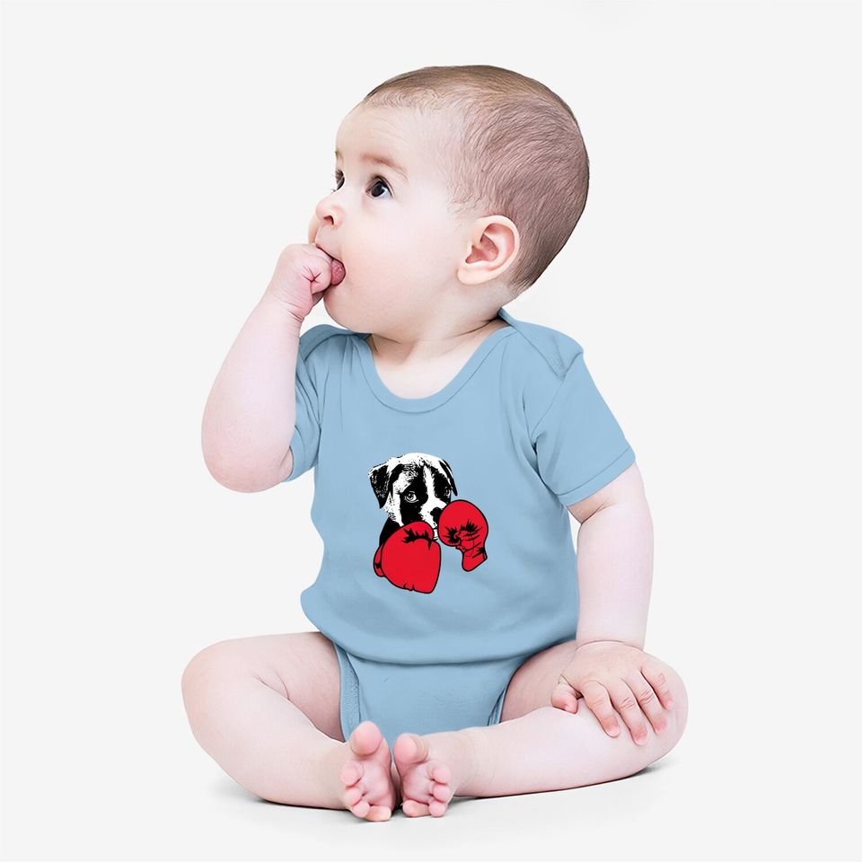 Dog With Boxing Red Gloves Baby Bodysuit