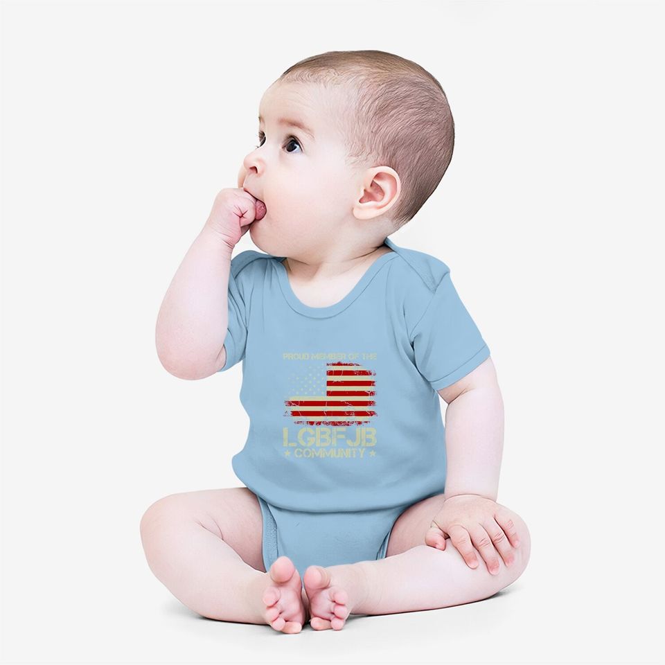 Vintage American Flag Proud Member Of The Lgbfjb Community Baby Bodysuit