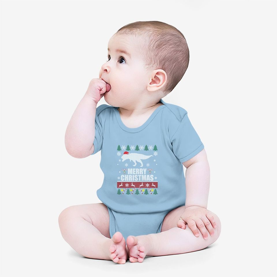 Ugly Christmas Dinosaur T-rex Tyrannosaurus Rex Essential Baby Bodysuit