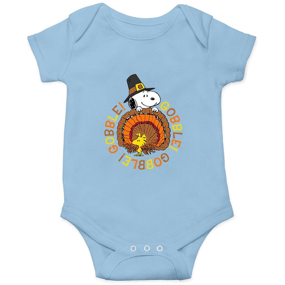 Snoopy And Woodstock Peanuts Thanksgiving Gobble Baby Bodysuit
