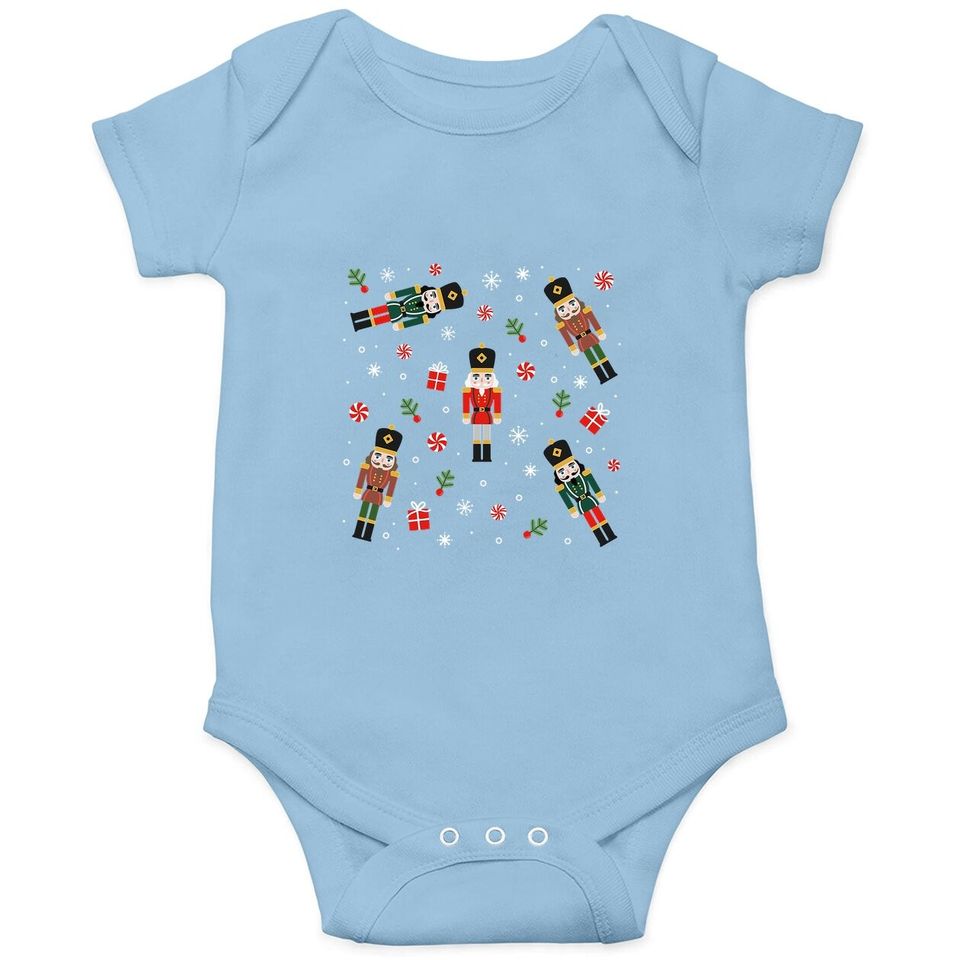 Merry Christmas Nutcrackers Cute Soldiers Pattern Classic Baby Bodysuit