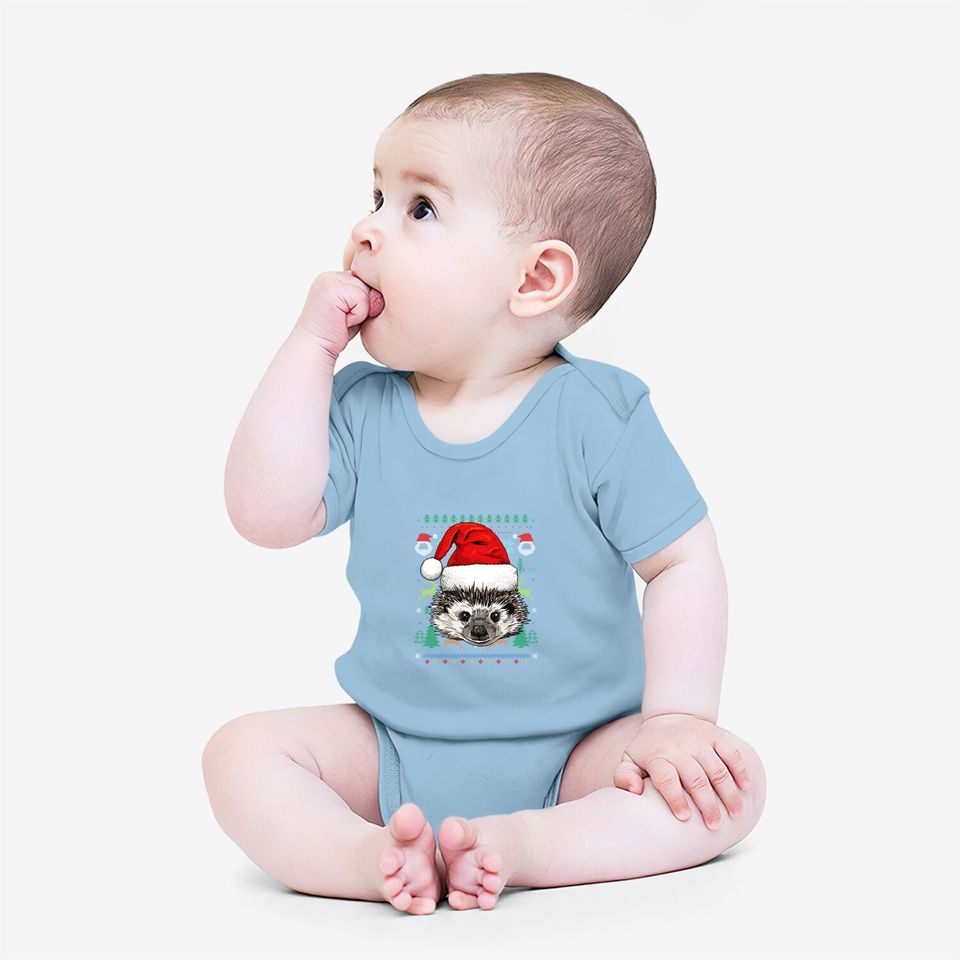 Hedgehog Ugly Christmas Santa Baby Bodysuit