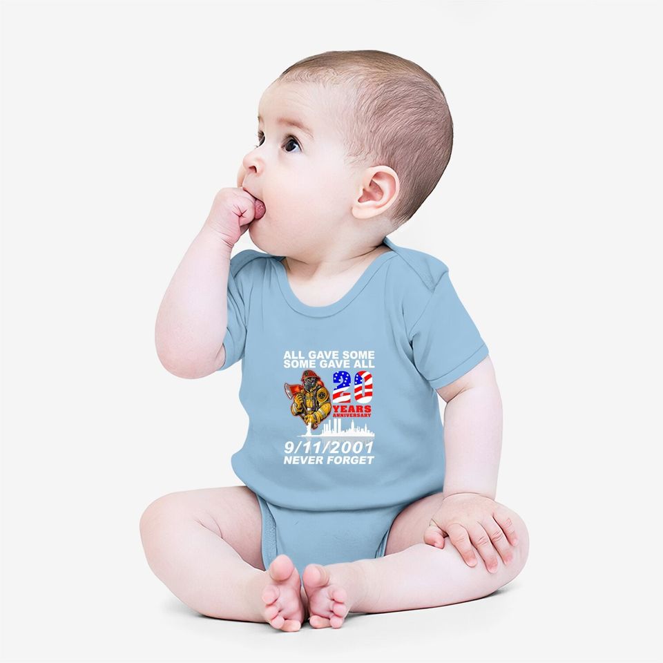 Never Forget 9-11-2001 20th Anniversary Firefighters Baby Bodysuit
