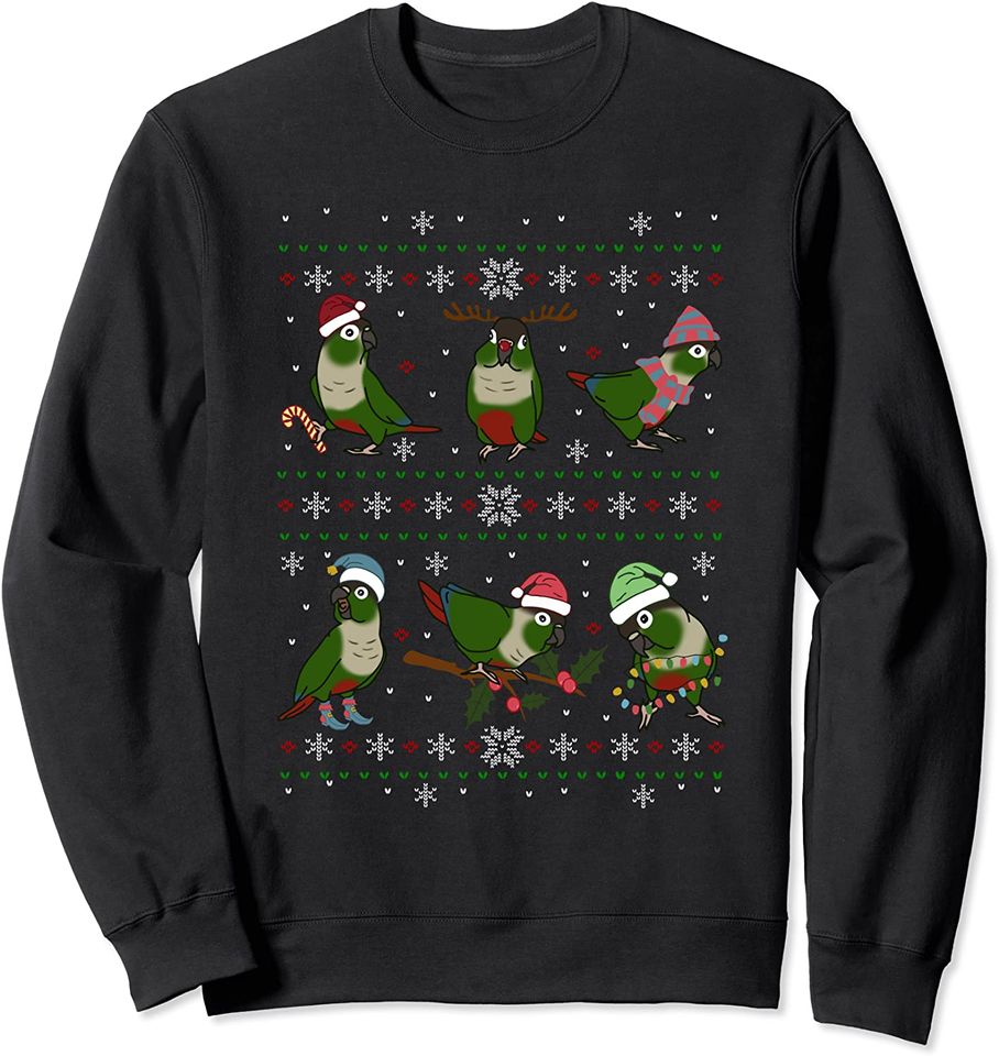 Funny Parrot doodle Green Cheeked Conure Ugly Christmas Sweatshirt